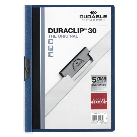 Skoroszyt zaciskowy Durable A4/30 Duraclip PCV, Niebieski